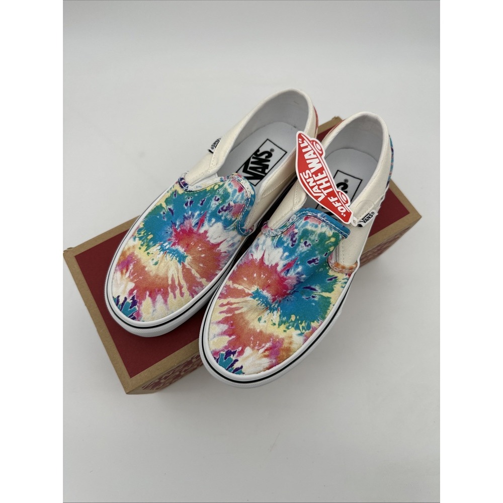 Vans Off The Wall Womens Sneakers Rainbow Tie Dye Multi White Size 6.5 NIB